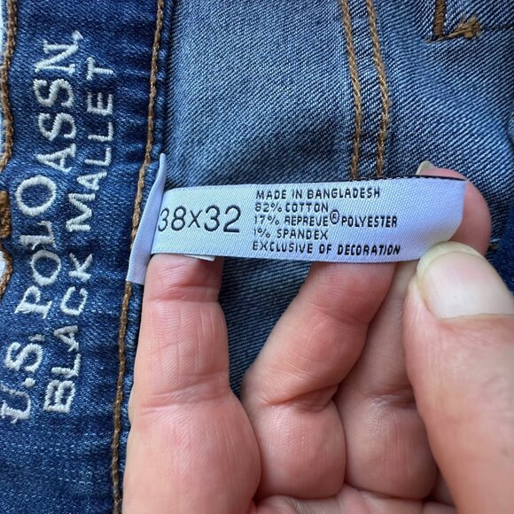 U.S. Polo Assn Men's Black Mallet Slim Fit Jeans W38 L32 Sexy Grunge Hip-Hop NWT - Picture 15 of 16